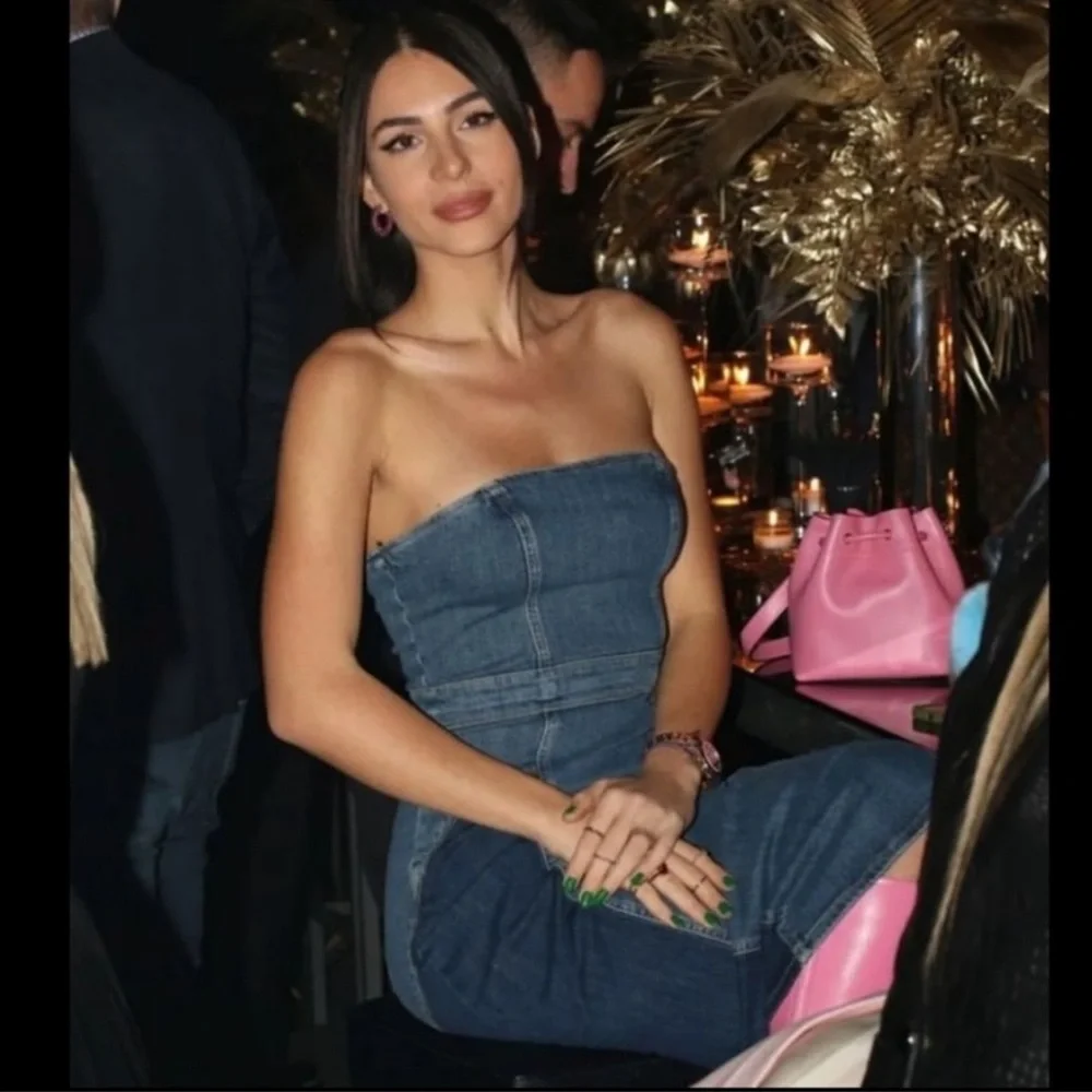 Zara Blue Denim Strapless Dress - Picture 6 of 16